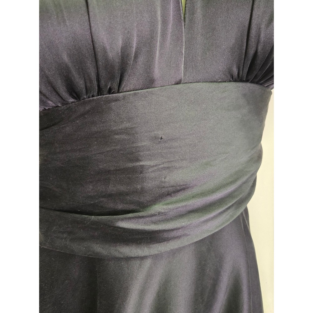 Vintage Old Hollywood Fit n Flare Black Silk Halter Neck Midi Dress 8 Party - Picture 9 of 15